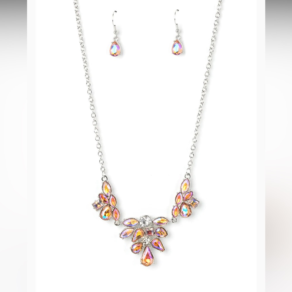 Paparazzi Iridescent Orange and Coral Silver Necklace